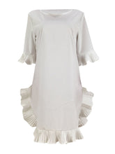 Cute Bell Sleeve Ruffle Hem Swing Tunic Mini Dress